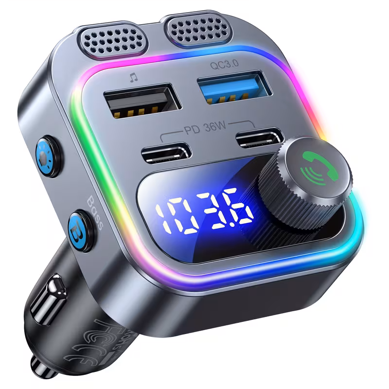 Bluetooth car charger with fast charging and hands-free calling